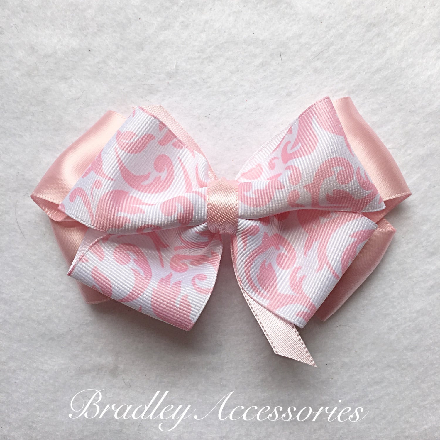 Light Pink Damask Style Hair Bow Boutique Hair Bow Girls