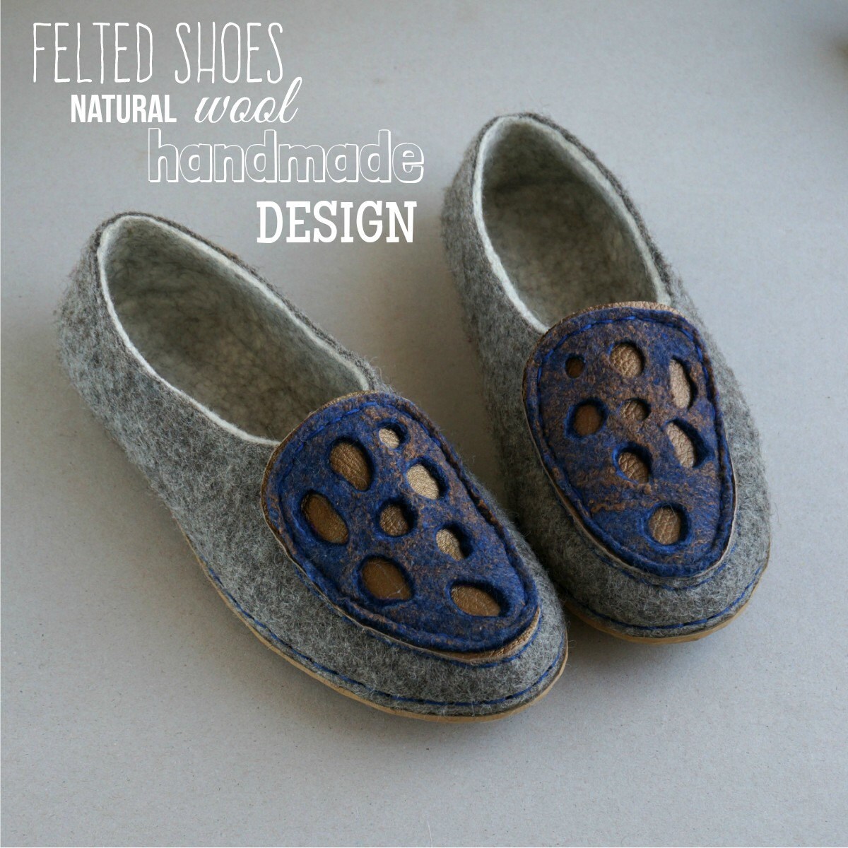 Felted wool shoes felt home shoes woolen clogs women