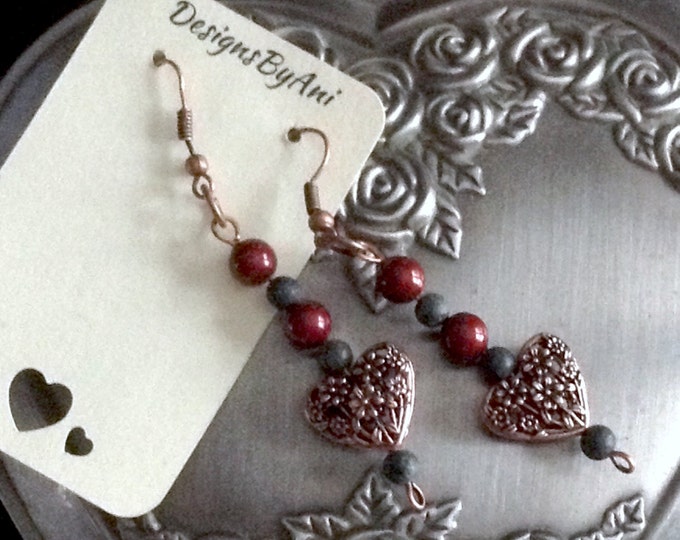 Bohemian Copper Heart Earrings