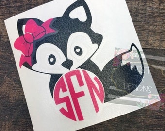 Fox Decal | Fox with Bow | Yeti Decal | Car Window Decal | Macbook Decal | Ozark Trail Decal | Personalized Decal | Yeti Monogram |