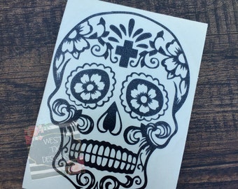 Sugar Skull Decal | Car Window Decal | Vinyl Decal | Dia De Los Muertos | Day of the Dead | Skull Sticker