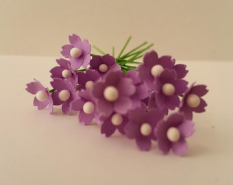 100 tiny lilac artificial flowers / 5mm paper flowers