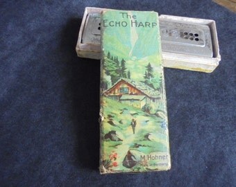 Vintage German hohner harmonica/hohner echo harmonica with original box