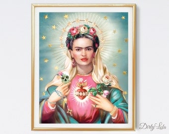 Saint Frida - Religious - Day of the Dead - Art Print - Illustration - Portrait - Painting- Portrait - Home Decor -