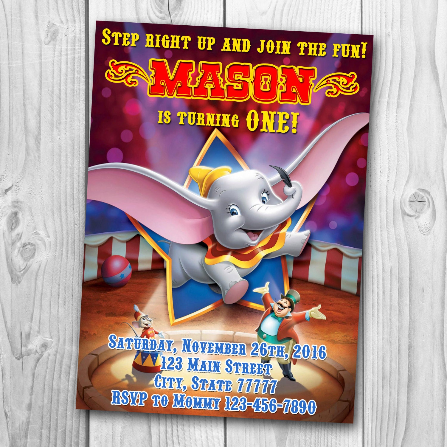 Dumbo Invitation Dumbo Birthday Party Dumbo Printables