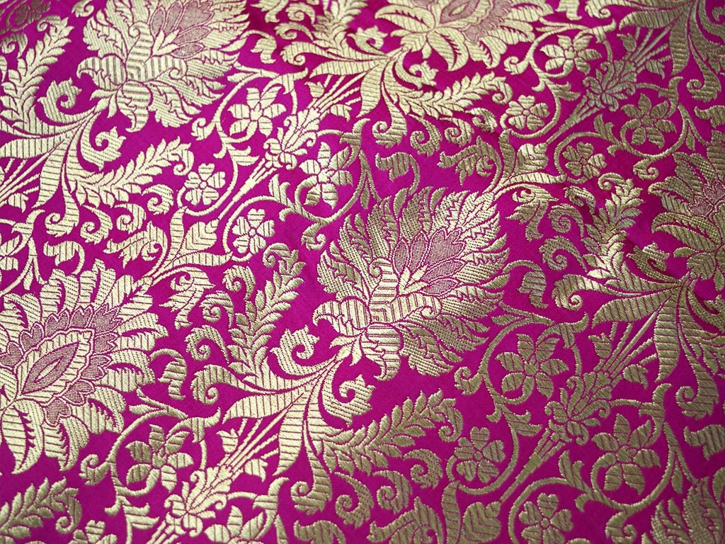 Silk Brocade Fabric Banarasi Silk Brocade Fabric by the Yard