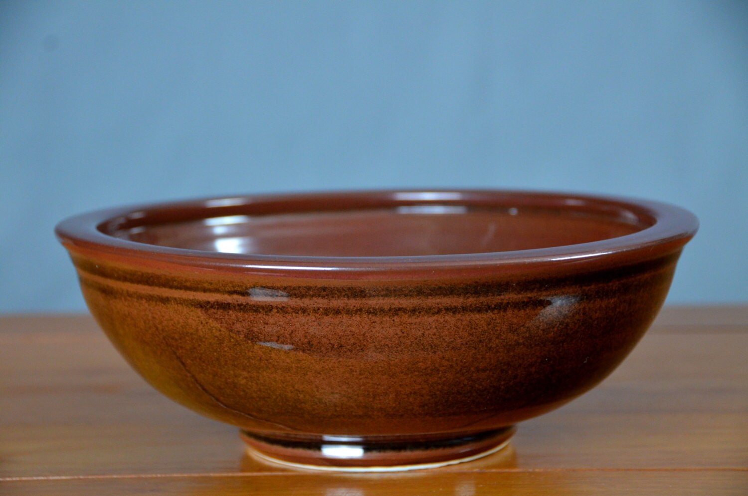 Brown Ceramic Serving Bowl Hand Thrown Porcelain Pottery