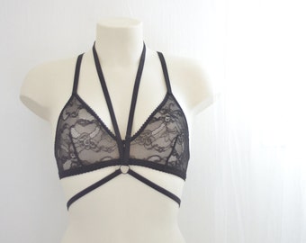 Satin lingerie harness for layering, adjustable, handmade to order. Black, white, ivory