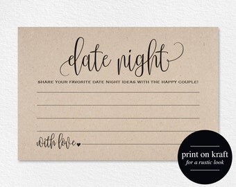 Date Night Cards, Date Night Ideas, Date Jar, Wedding Advice Card, Marriage Advice, Wedding Advice Template, PDF Instant Download #BPB203_16