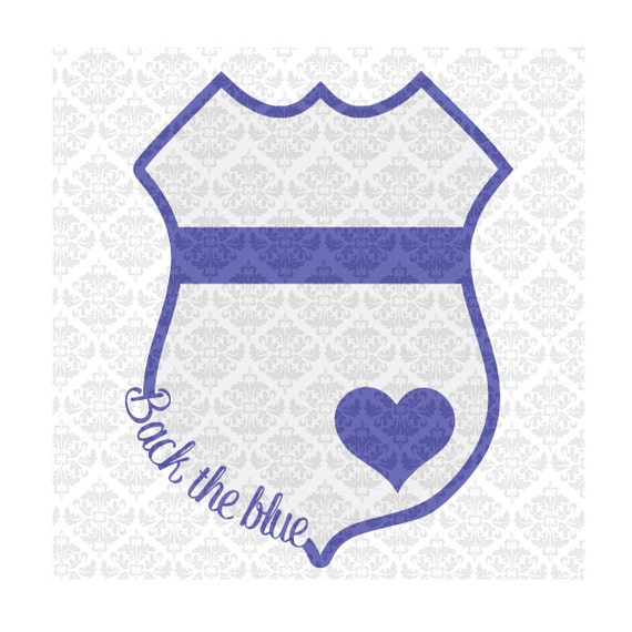 Back The Blue Police Officer Blue Lives Matter Badge Heart SVG