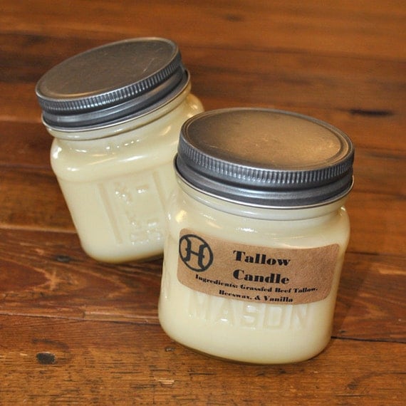 Grassfed Beef Tallow Candle by WhiteOakPastures on Etsy