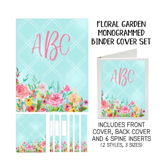 Floral Garden Personalized Printable Binder Covers Front