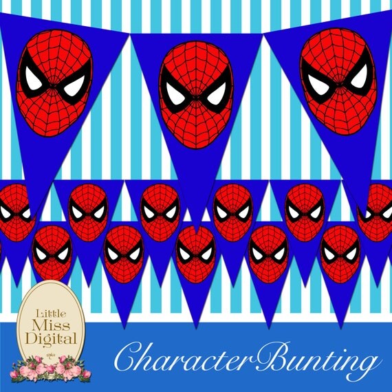 Spiderman Bunting Party Superhero Mask Bedroom Playroom Flags