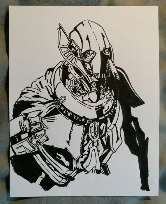 Star Wars General Grievous Ink Drawing