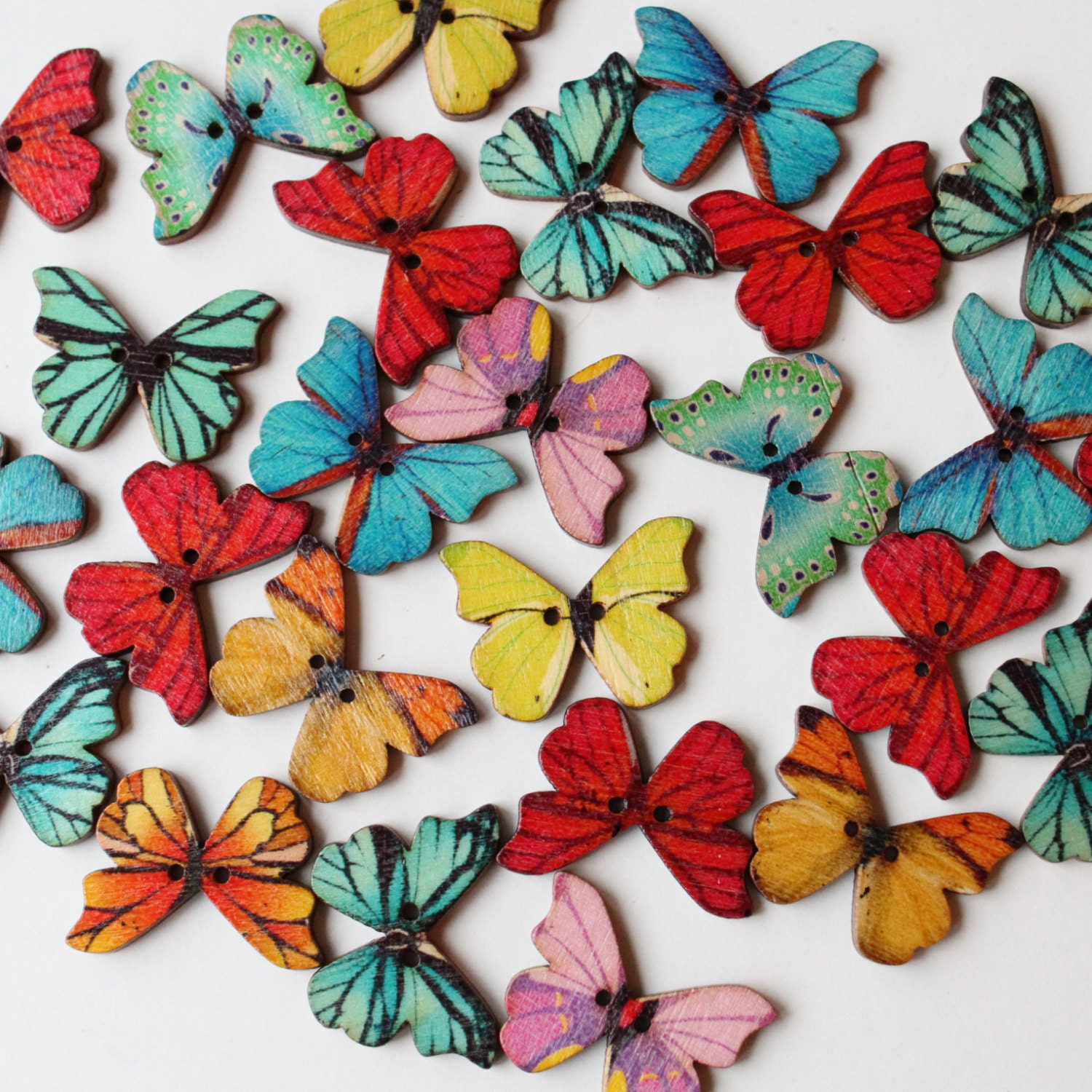 10 Butterfly buttons/ wooden embellishments/ Butterfly Crafts/