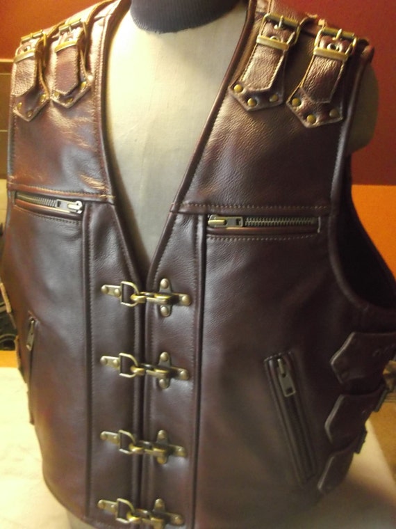 Handmade. Biker vest motorcycle vest genuine leather 18mm