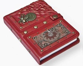 Handmade steampunk leather journal, leather notebook, travel journal, travel notebook,writing journal,steampunk,journals with lock