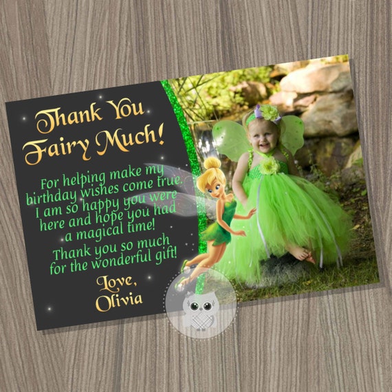 Tinkerbell Thank You Card, Fairy Thank you Card, Tinkerbell Birthday, Tinkerbell Party, Disney Fairies, Tinkerbell Fairy Il_570xn