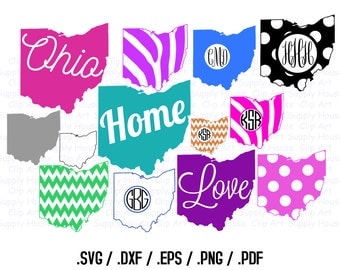 Ohio Clipart, State Outline PNG, State Decor, Buckeye SVG Files, Vector Art, Cricut Design Space, Silhouette Digital Cut Files - CA339