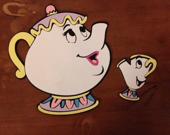 Mrs Potts and Chip from Beauty and the Beast die cut