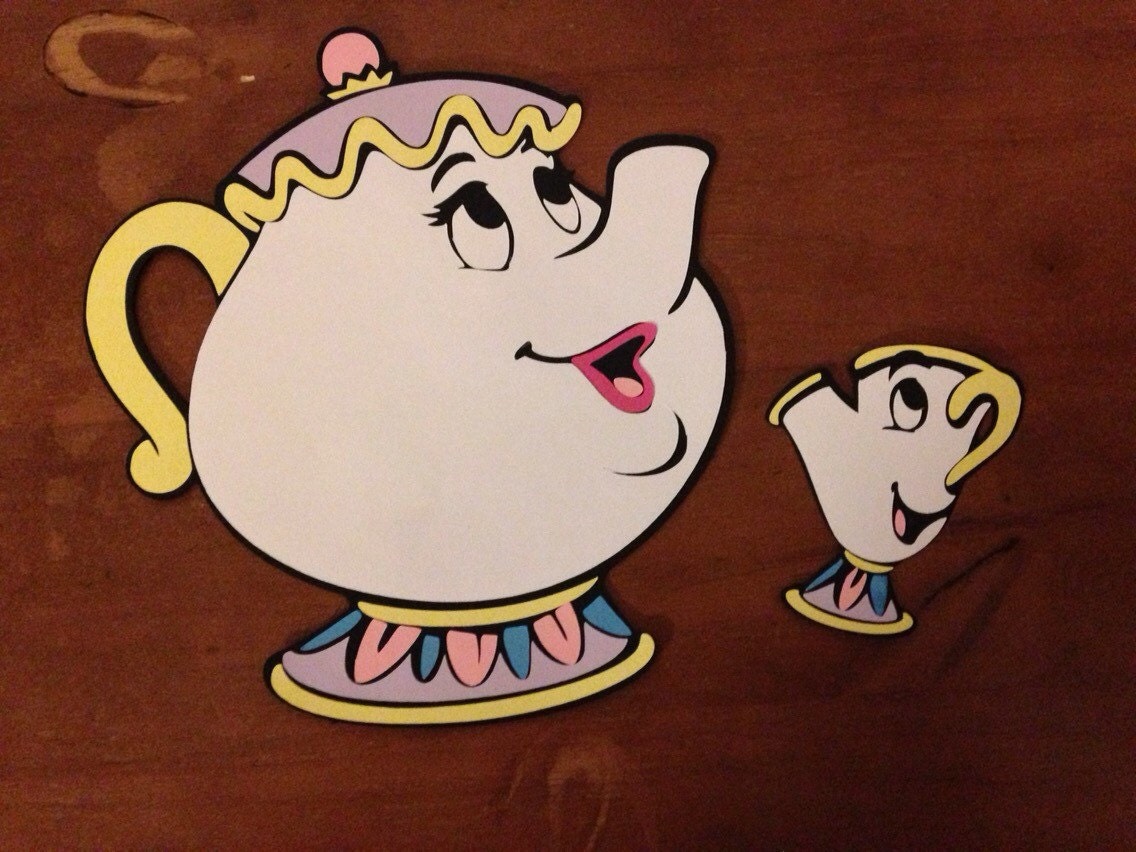 Mrs Potts and Chip from Beauty and the Beast die cut