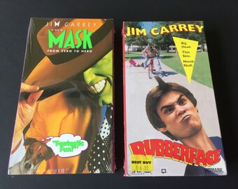Jim Carrey the mask VHS, Jim Carrey rubber face VHS, jim carrey movie collection, vintage comedy vhs, the mask movie, vhs tapes new
