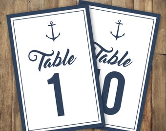 Anchor Table Number, Nautical Table Number, Navy Blue Table Number, Navy Wedding Invitation, Nautical Wedding Invitation
