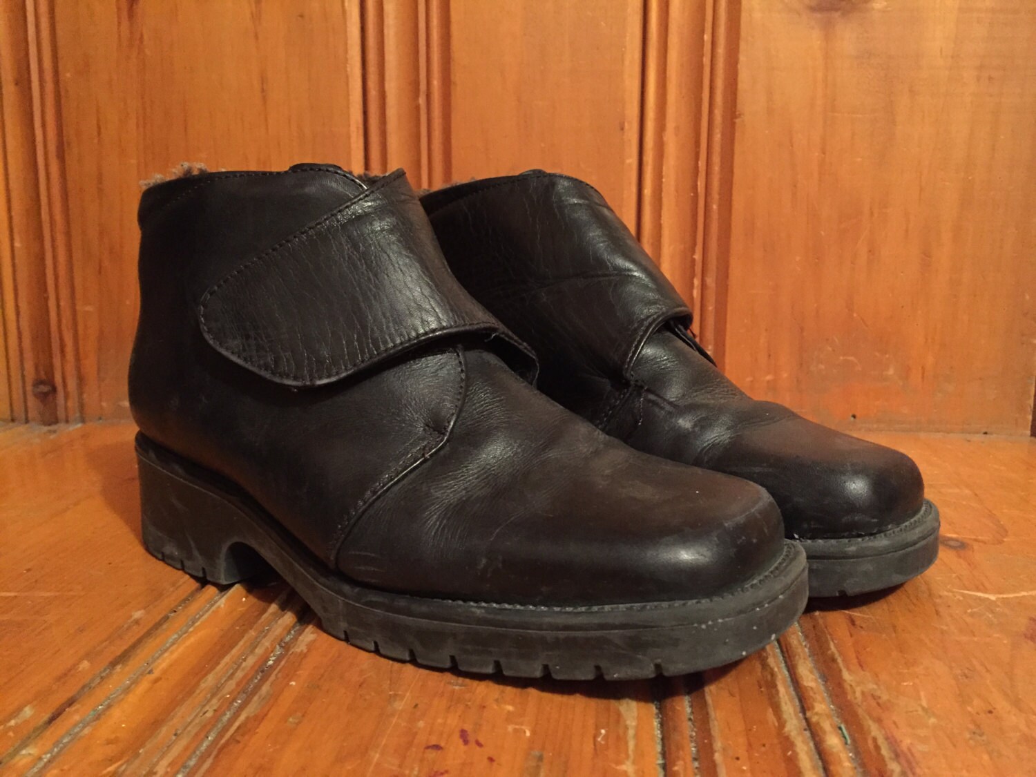 Vintage LL Bean Black Boots Wool Lined Ankle Boots Vintage