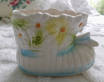 Vintage Relpo Ceramic Baby/Nursery Planter/Baby Bootie