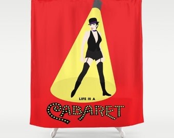 Liza Minelli Cabaret Shower Curtain-Burlesque curtain-Cinema lover Designer Bathroom decor-Etsy gift-Modern Colourful shower curtain