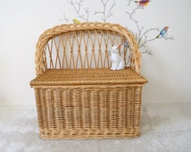 rattan toy box bench