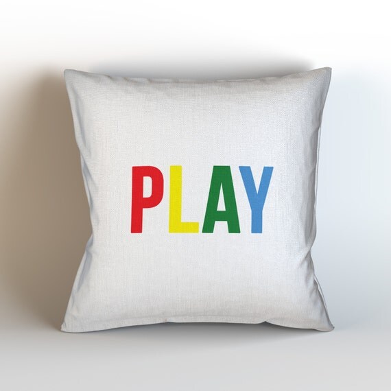 PLAY Pillow / Decorative Throw Pillow with by KaliLaineDesigns
