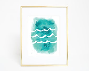 Watercolor Print, Wave Print, Ocean Waves Print, Trending Now, Downloadable Print, Ocean Print, Printable Art, Ocean Wall Art, Most Sold