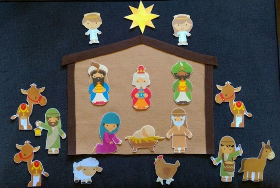 Felt Nativity Set // LARGE Child Is Born-Bible by KidInMeCreations