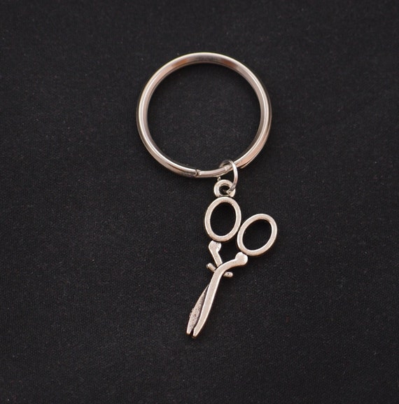 small scissors keychain silver fancy scissors charm key ring