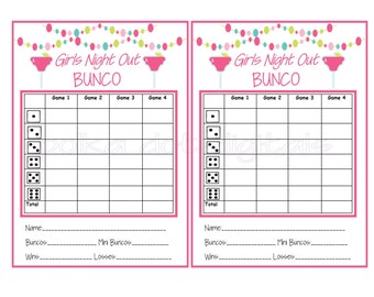 Buy 2 Get 1 Free SUMMER Beach Bunco Score Card Sheet with