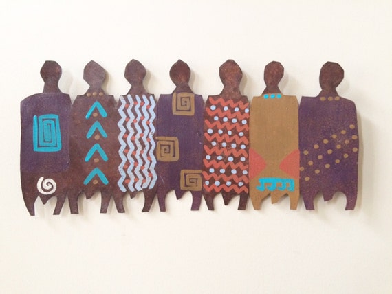 African Metal Wall Art Signed