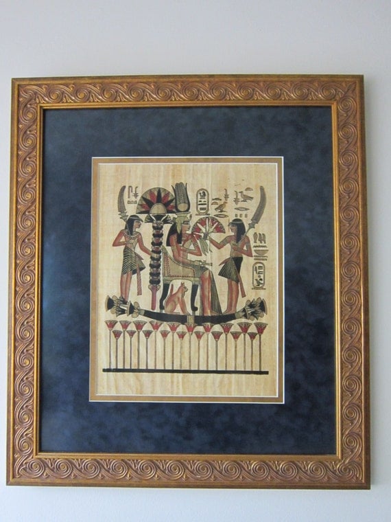 Reserved-Large Framed Egyptian Papyrus Painting