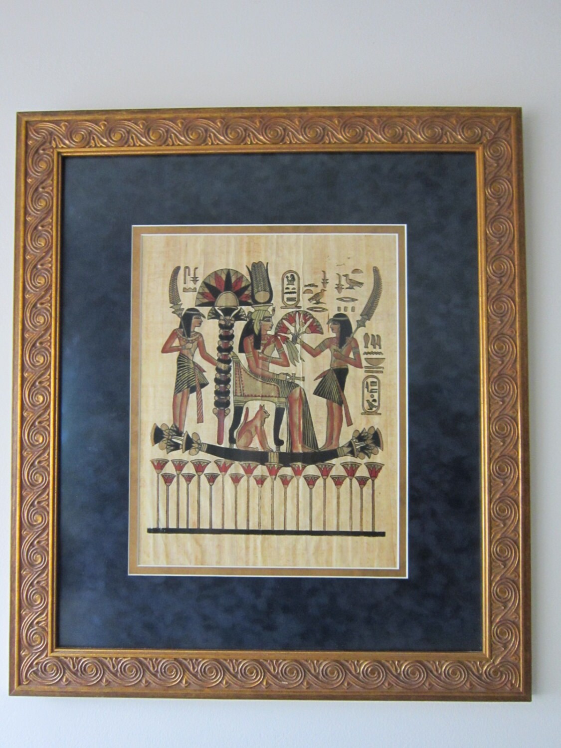 Reserved-Large Framed Egyptian Papyrus Painting
