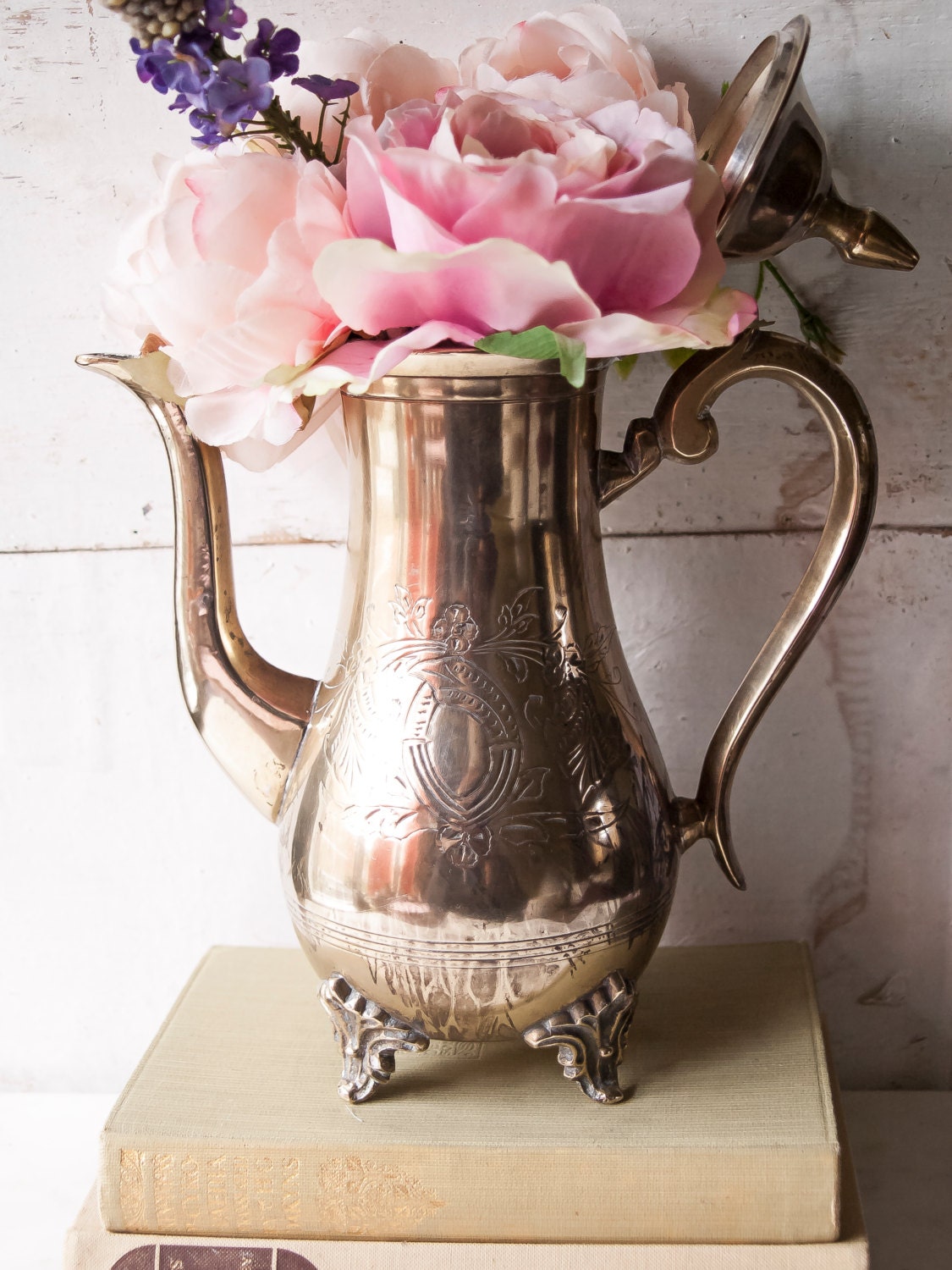 Vintage Gold Teapot Centerpiece Vintage Wedding Silver