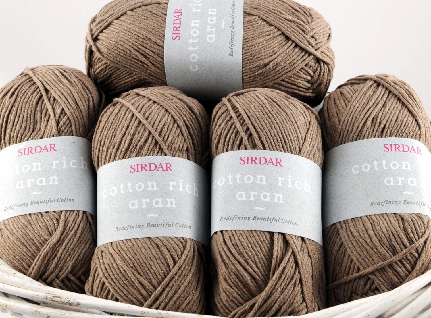 Sirdar Aran cotton yarn Nutmeg color.