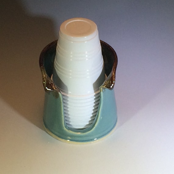 Kitchen Cup Holder 5 ounce In Turquoise and by PotteryByYvonne