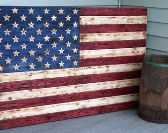 Rustic Wooden American Flag, Carved Wooden Flag, Rustic Flag Sign