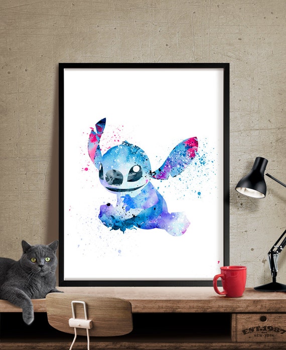 Disney Lilo and Stitch Watercolor Poster Print Watercolor