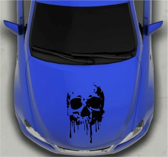 Dripping bloody skull outdoor vinyl car hood decal