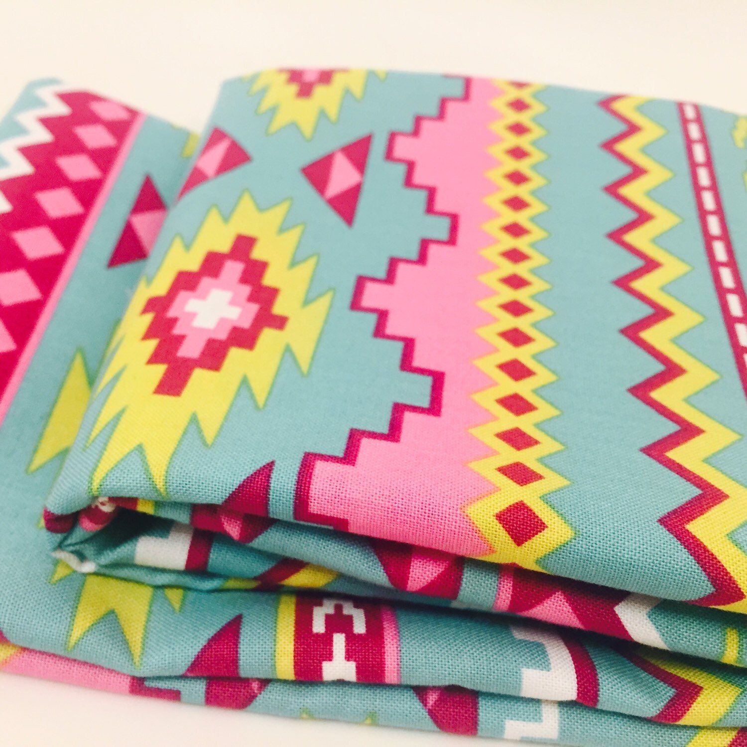 Pink Aztec Fabric Mint Tribal Geometric Pattern for Baby