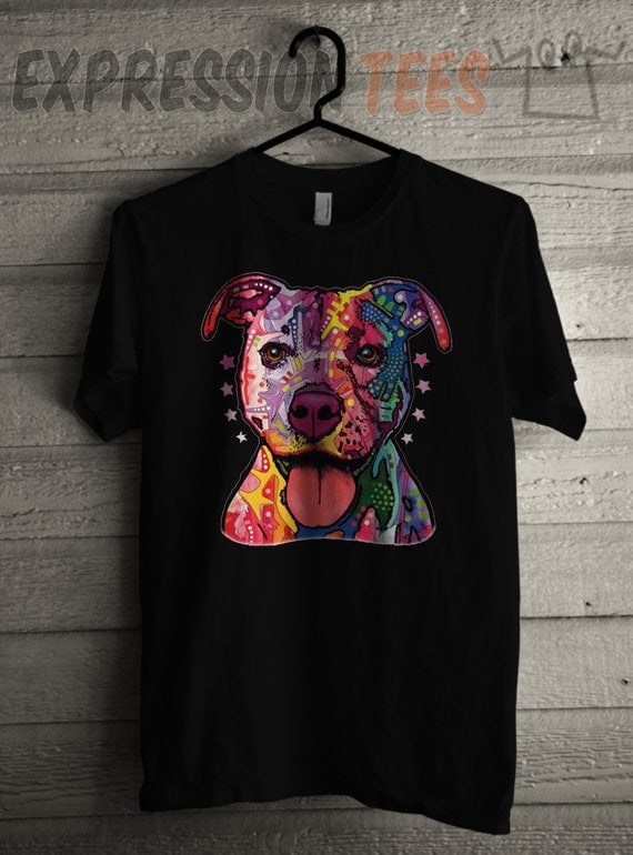 Mens Rainbow Pit Bull Shirt Printed Unisex Adult Psychedelic
