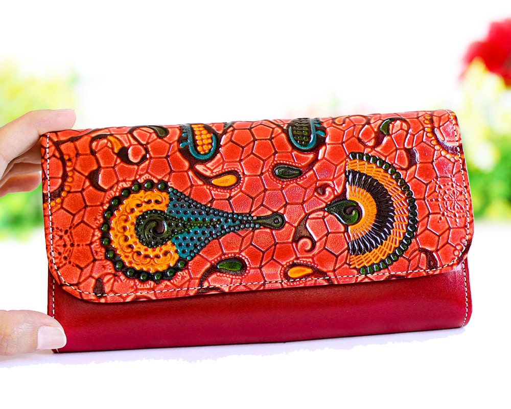 Bifold Wallet Bird Wallet Modern Wallet Hand painted by Artycult