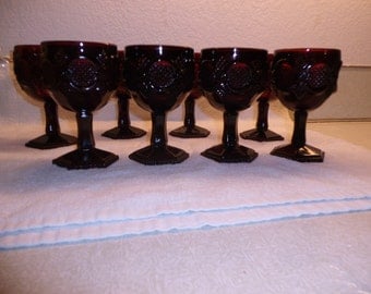 8 Ruby Red Cape Cod Goblets