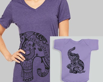 Mommy and Me Outfits - Elephant, Baby Girl Clothes, Elephant Baby Clothes, Mommy and Me, Baby Girl, Baby Shower Gift, Baby Gift